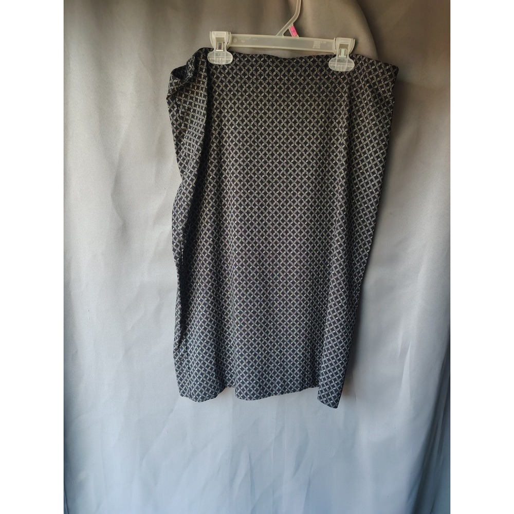 89th & Madison 1978 Black White Geometric Diamond Pencil Skirt Large Stretch